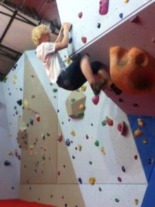 Joe giving one of the overhangs a go